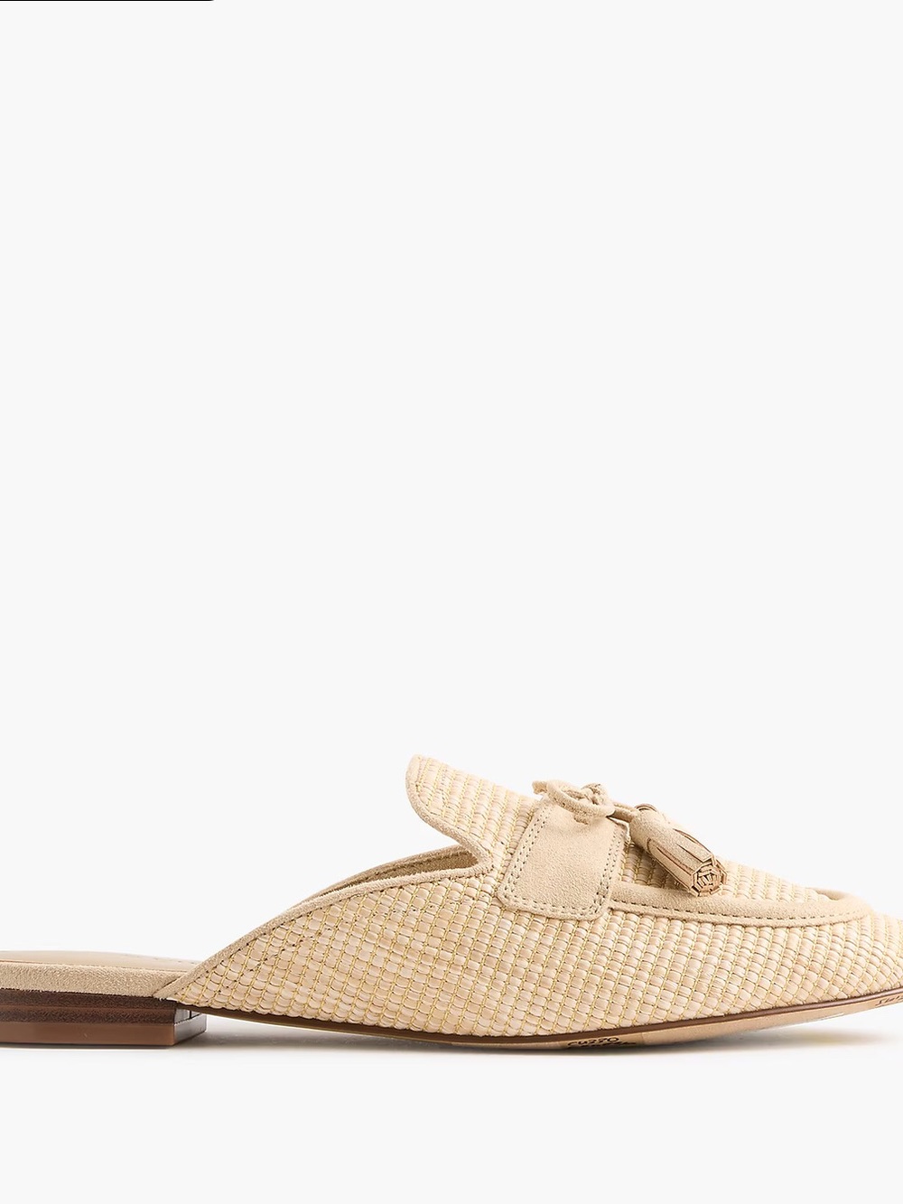 J. Crew Factory Cream Raffia Tassel Backless Loafer Mules - Picture 3 of 4